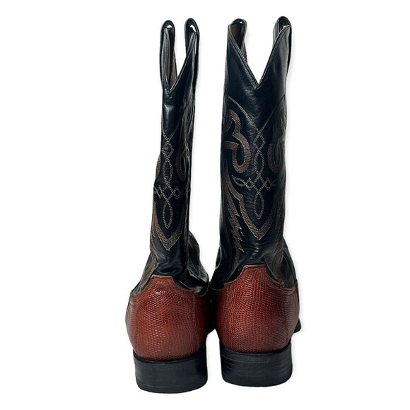 Tony Lama Exotic Lizard Western Cowboy Boots Men’s Sz 10 EE Black Brown Vintage main image 5